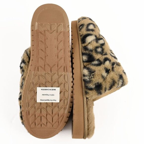 Koolaburra By UGG Womens Starleen Leopard Faux Fur Print Slip On Slippers Size 8 - Picture 3 of 5